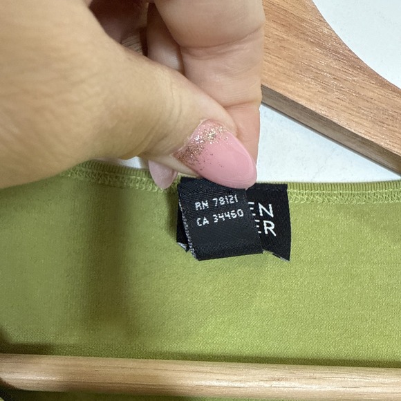 Eileen Fisher Shirt Top M Green Viscose Stretch Long Sleeve Lagenlook Casual T - Picture 3 of 4